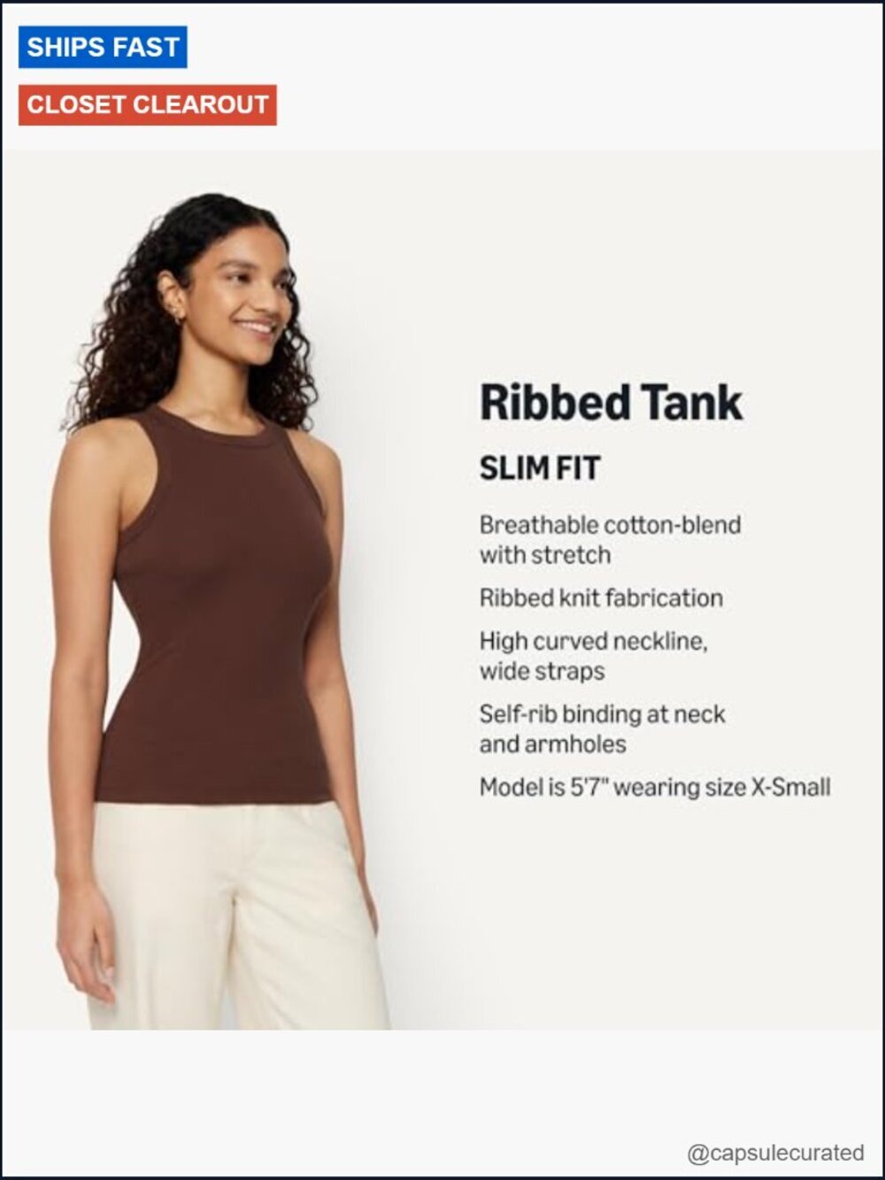 Slim-Fit Ribbed Tank Top - Picture 4 of 6